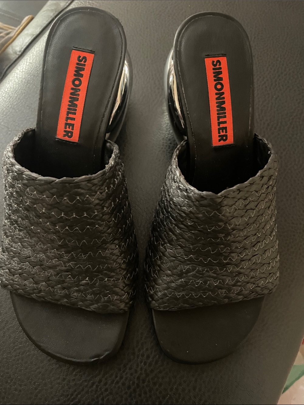 Simon Miller Black Woven Mule Slides